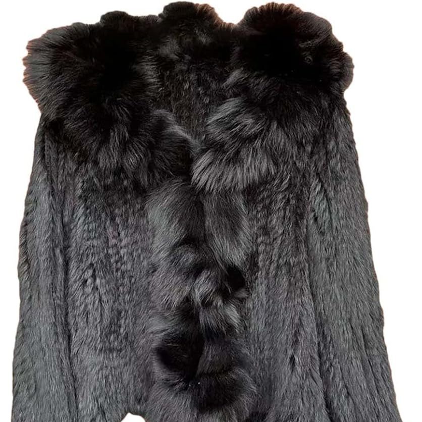 black rabbit fur coat