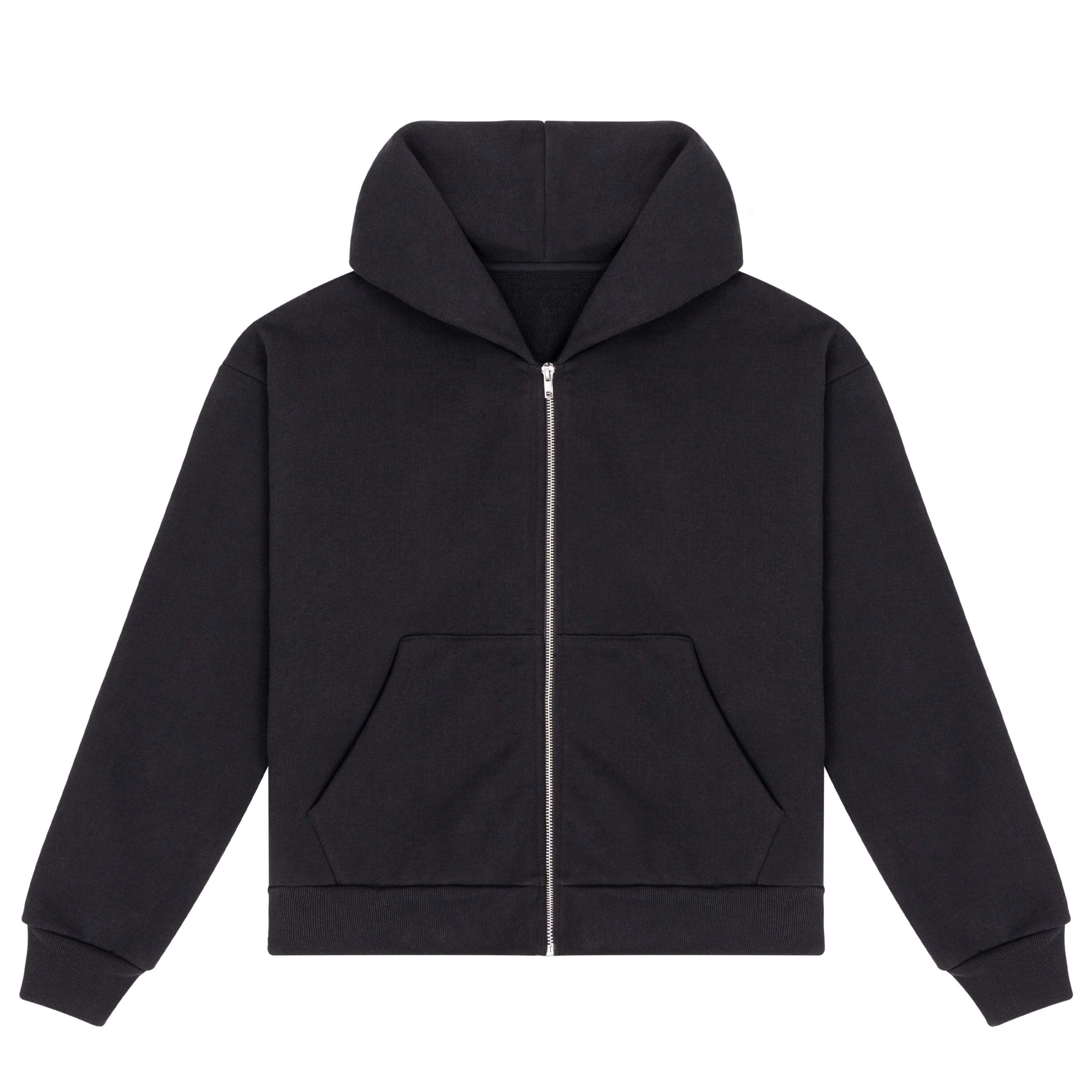 black zip up hoodie