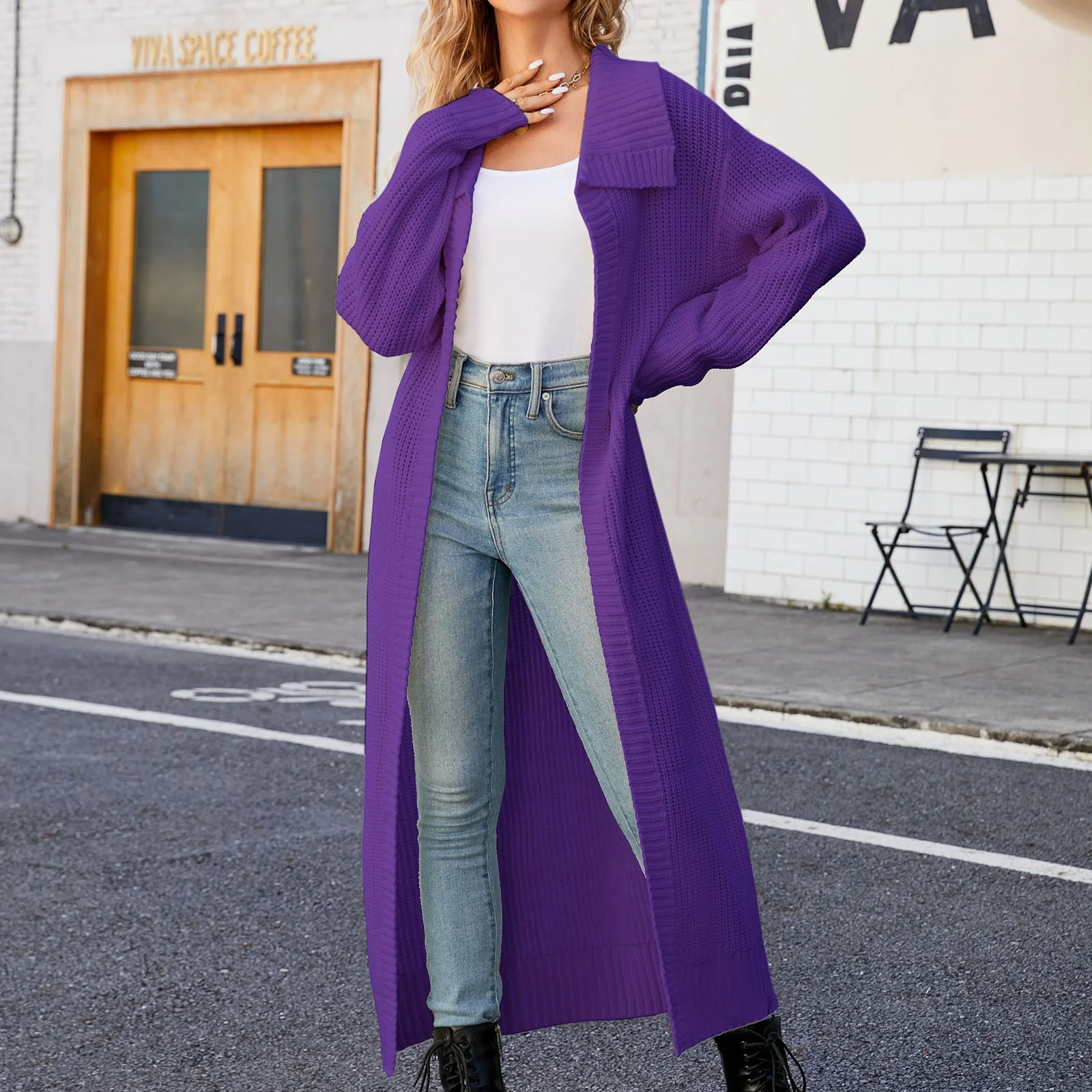 purple cardigan sweater