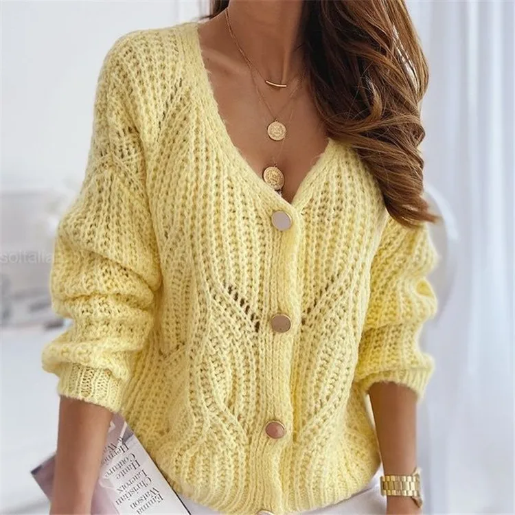 yellow cardigan sweater