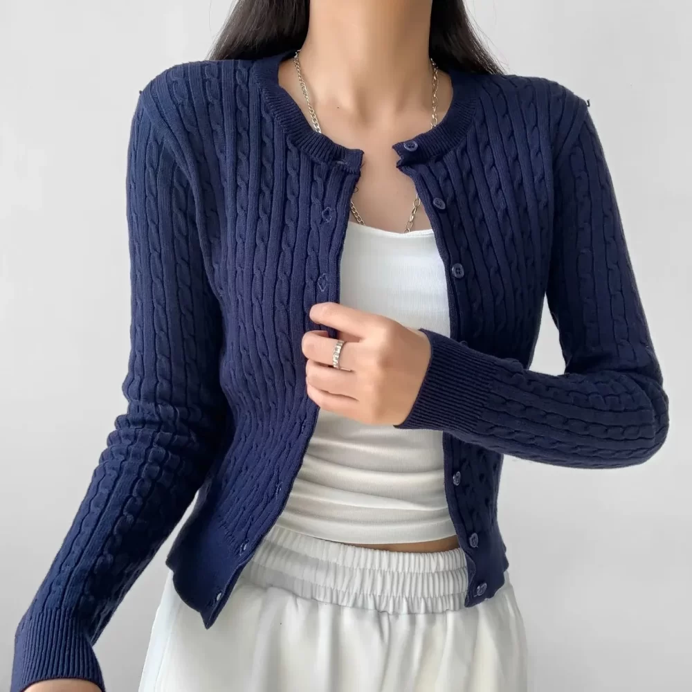 navy cardigan sweater