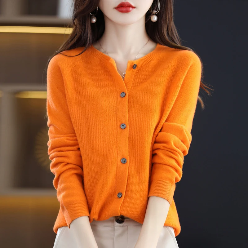 orange cardigan sweater