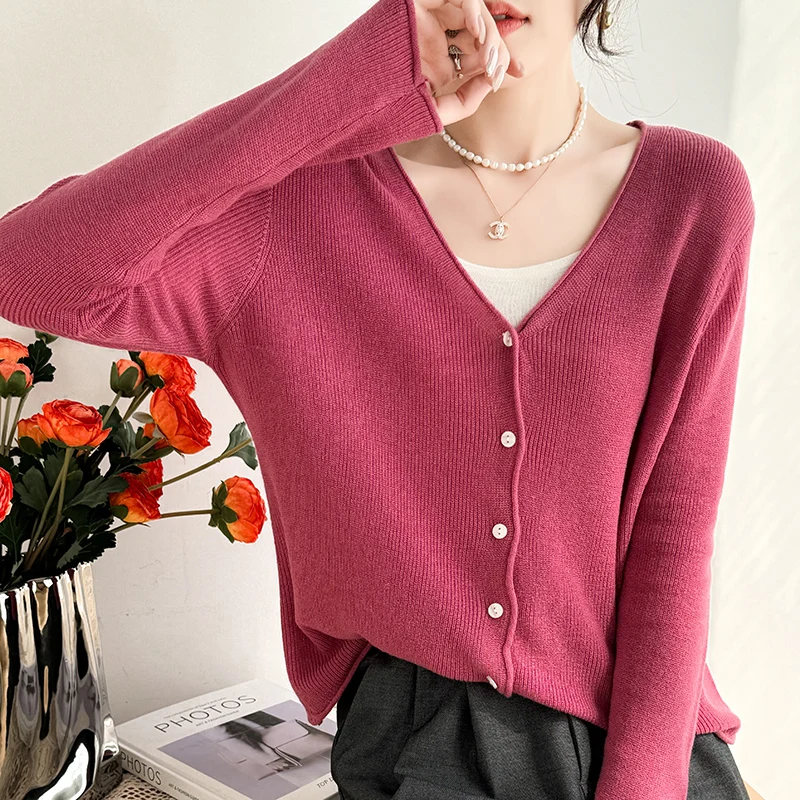 v neck cardigan sweater