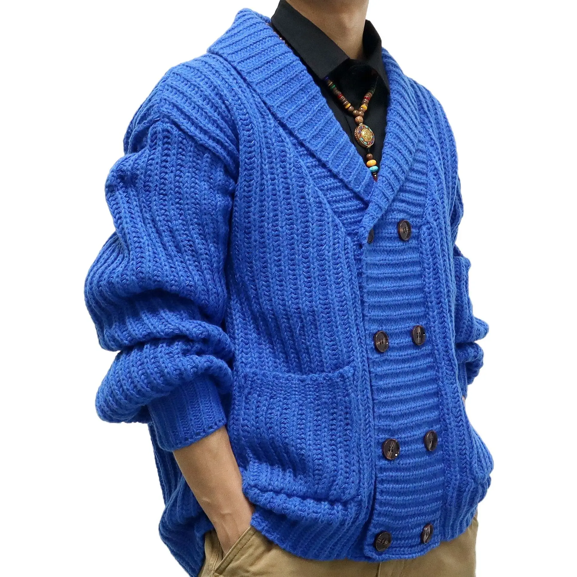 blue cardigan sweater