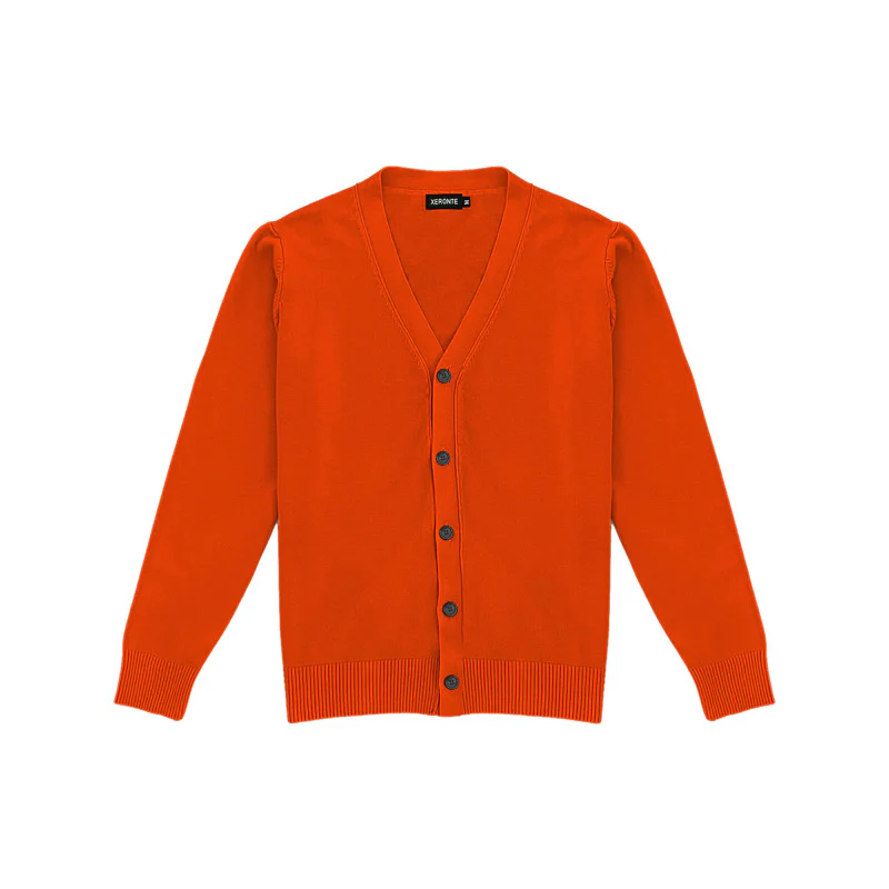 orange cardigan sweater