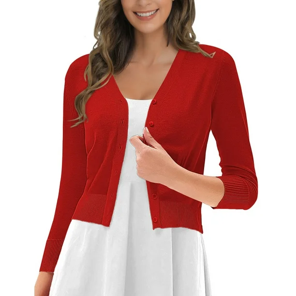 womens red cardigan sweater