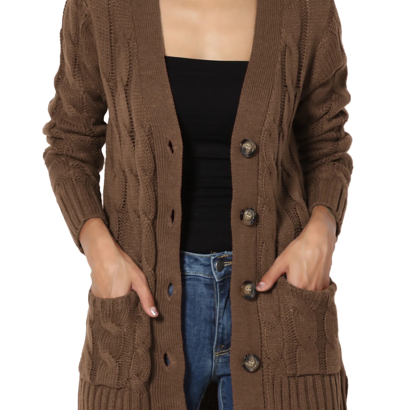 womens brown cardigan sweater