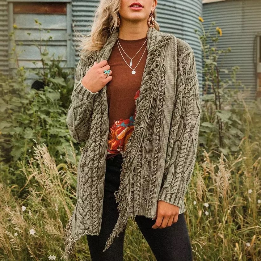 cable knit cardigan sweater
