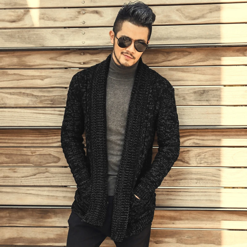 black cardigan sweater men