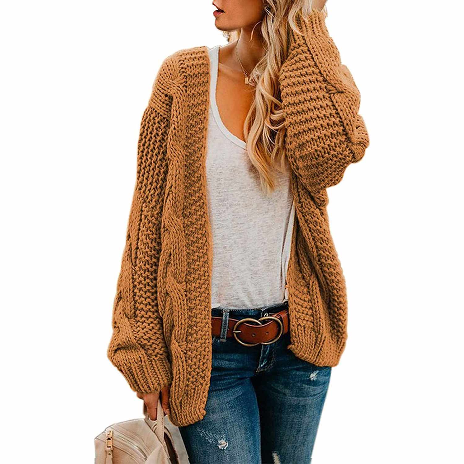 chunky knit cardigan sweater
