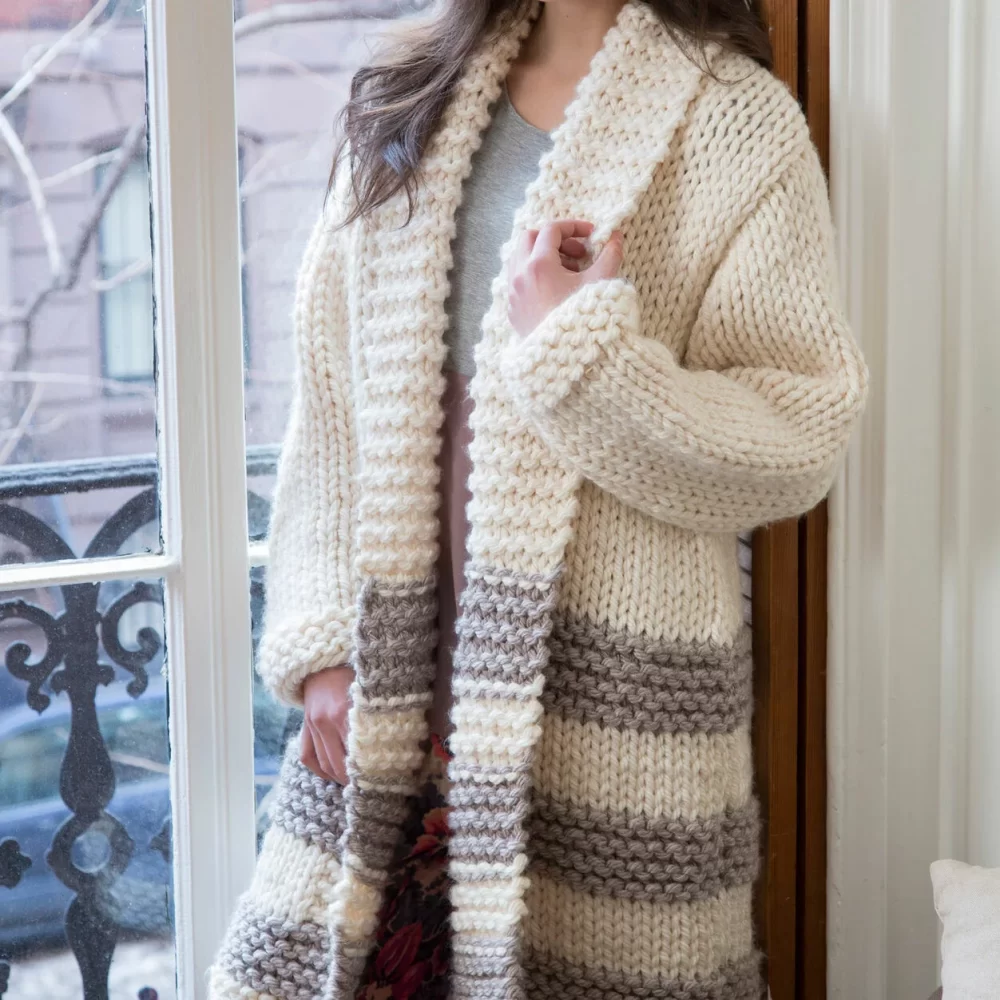 chunky knit cardigan sweater