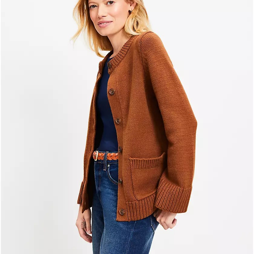 womens brown cardigan sweater