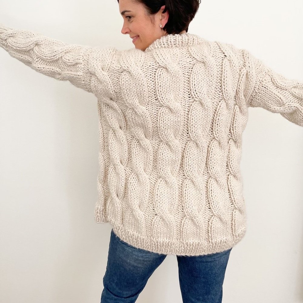 cable knit cardigan sweater