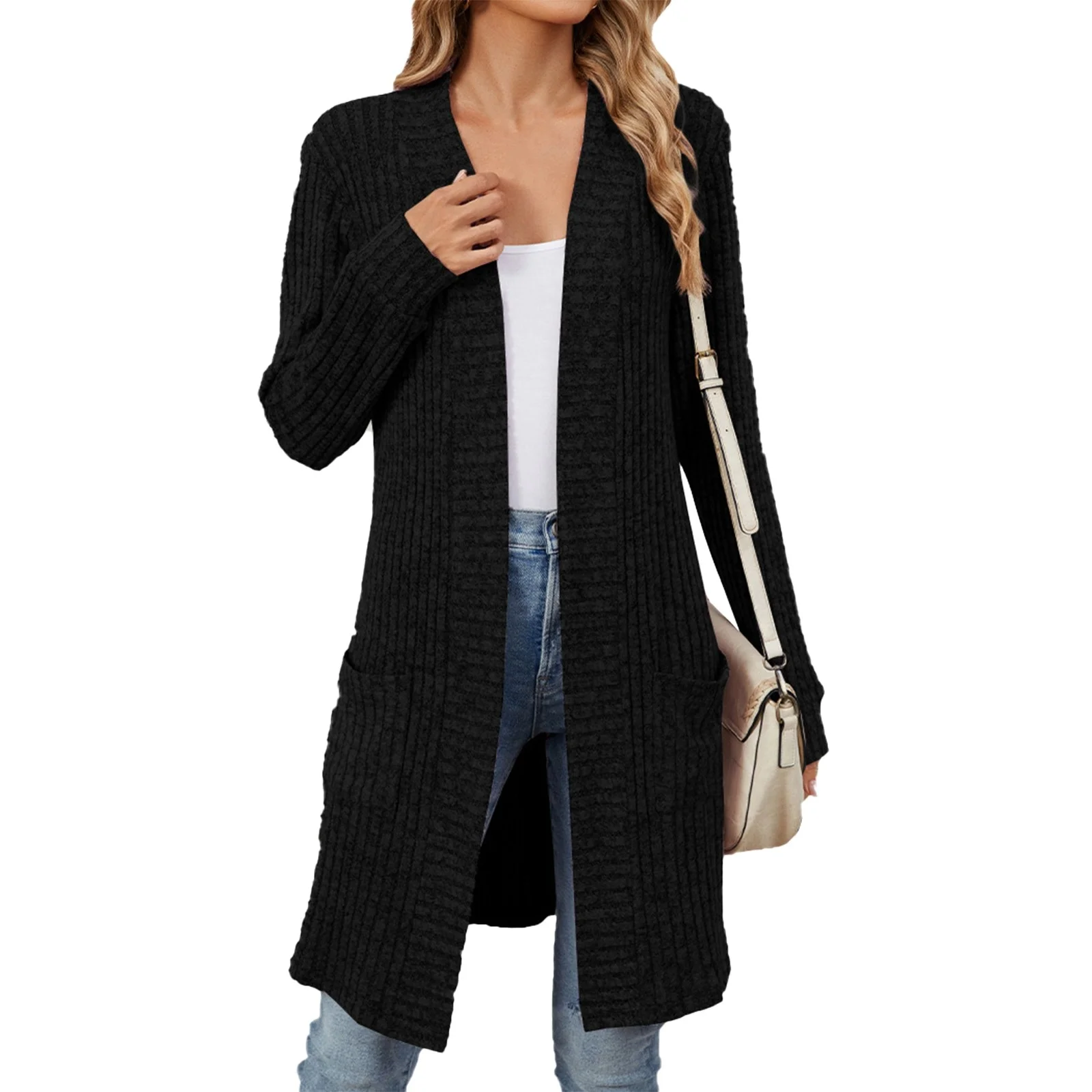 black long cardigan sweater