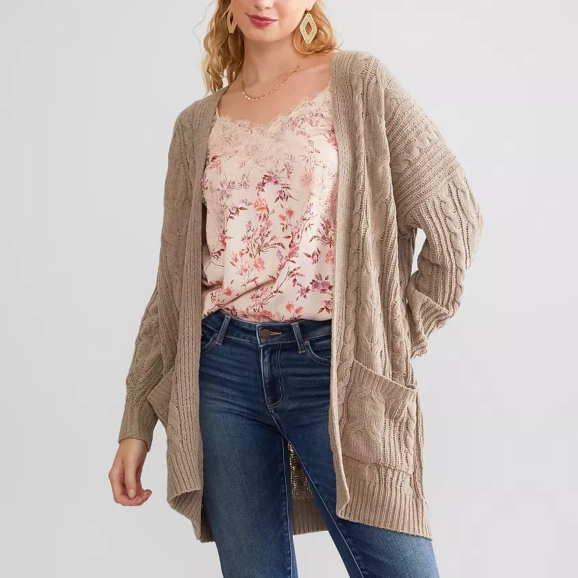 cable knit cardigan sweater