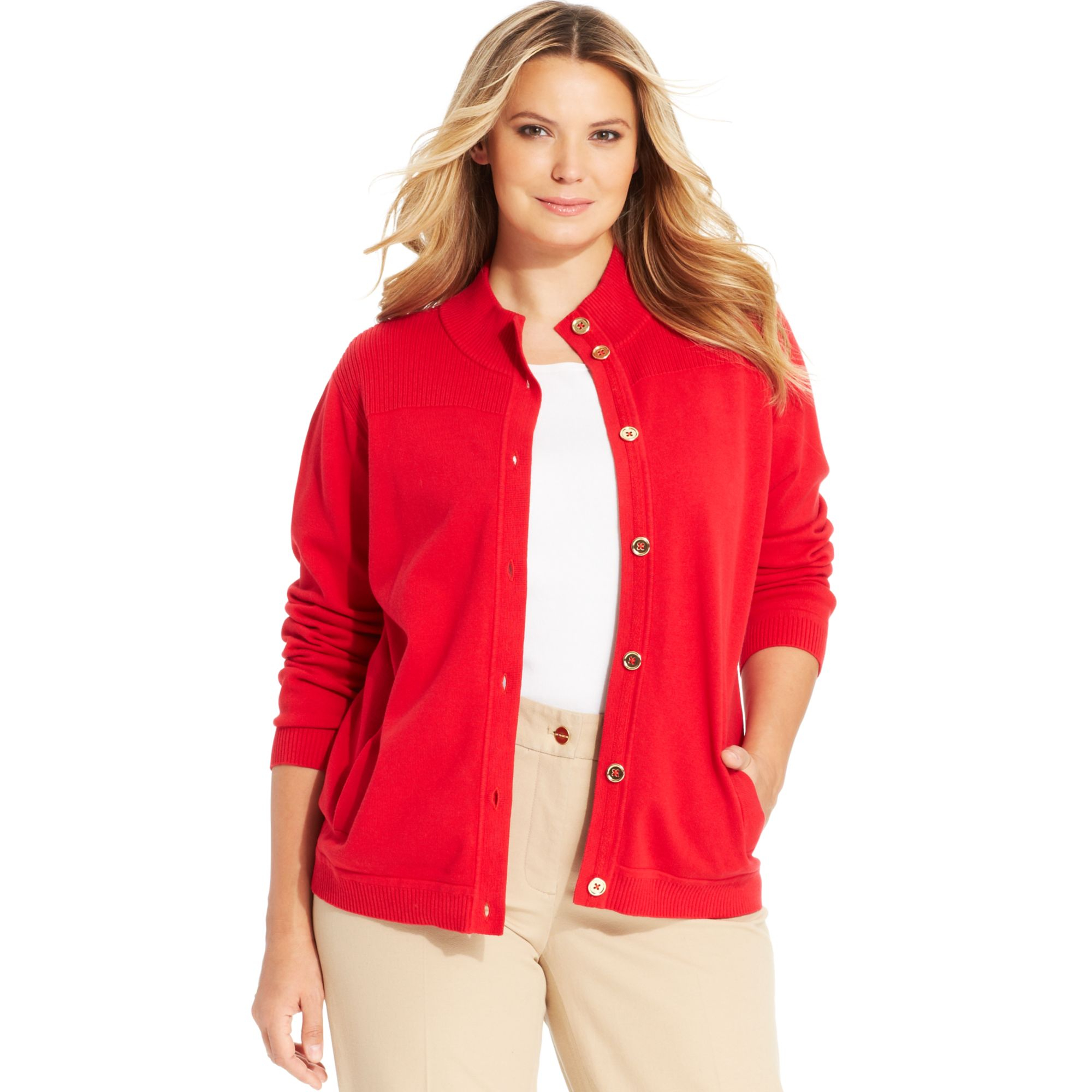 womens red cardigan sweater