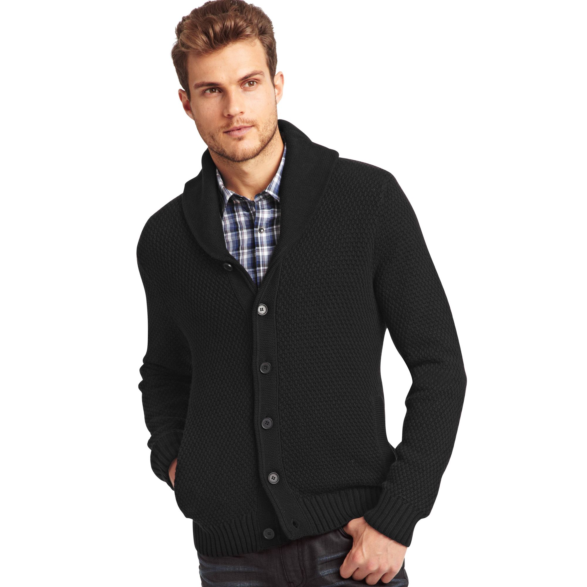 mens black cardigan sweater
