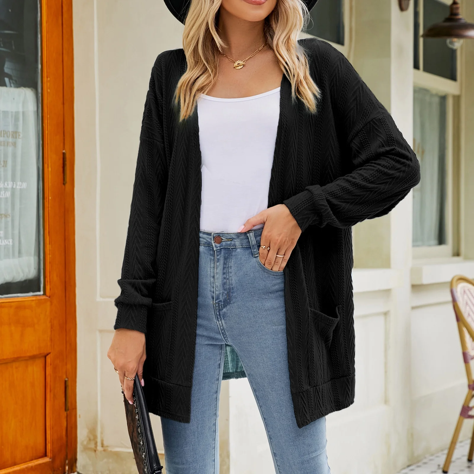 womens black cardigan sweater