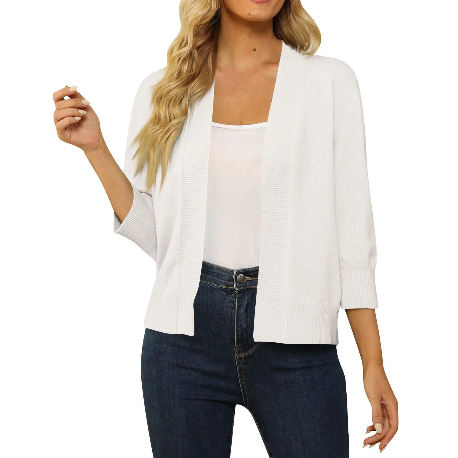 white cropped cardigan sweater