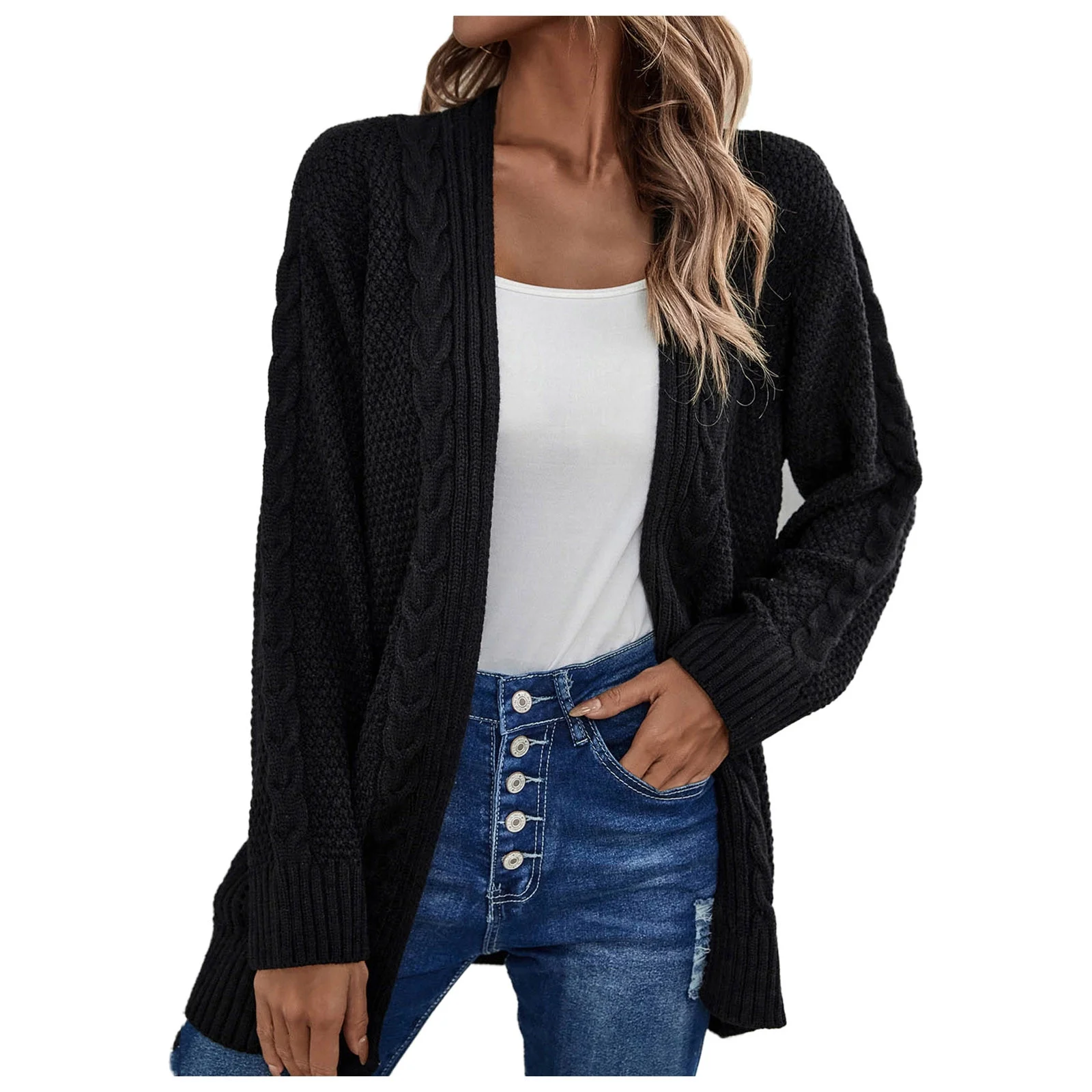 black cardigan sweater with pockets