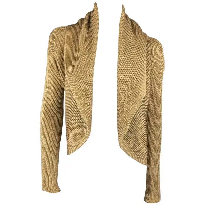 metallic gold cardigan sweater