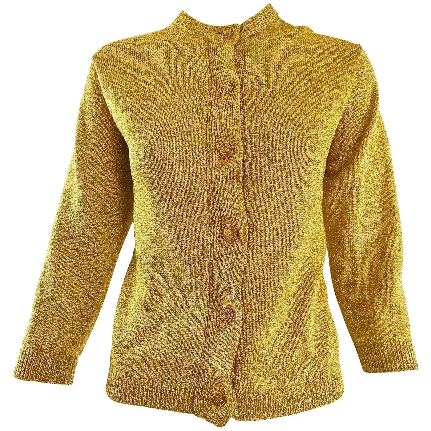 metallic gold cardigan sweater