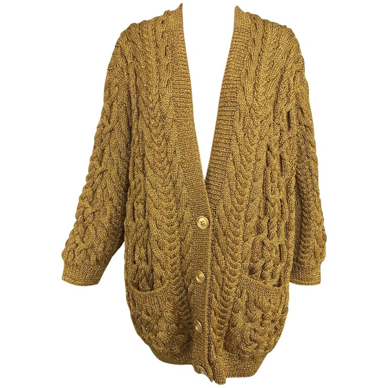 metallic gold cardigan sweater