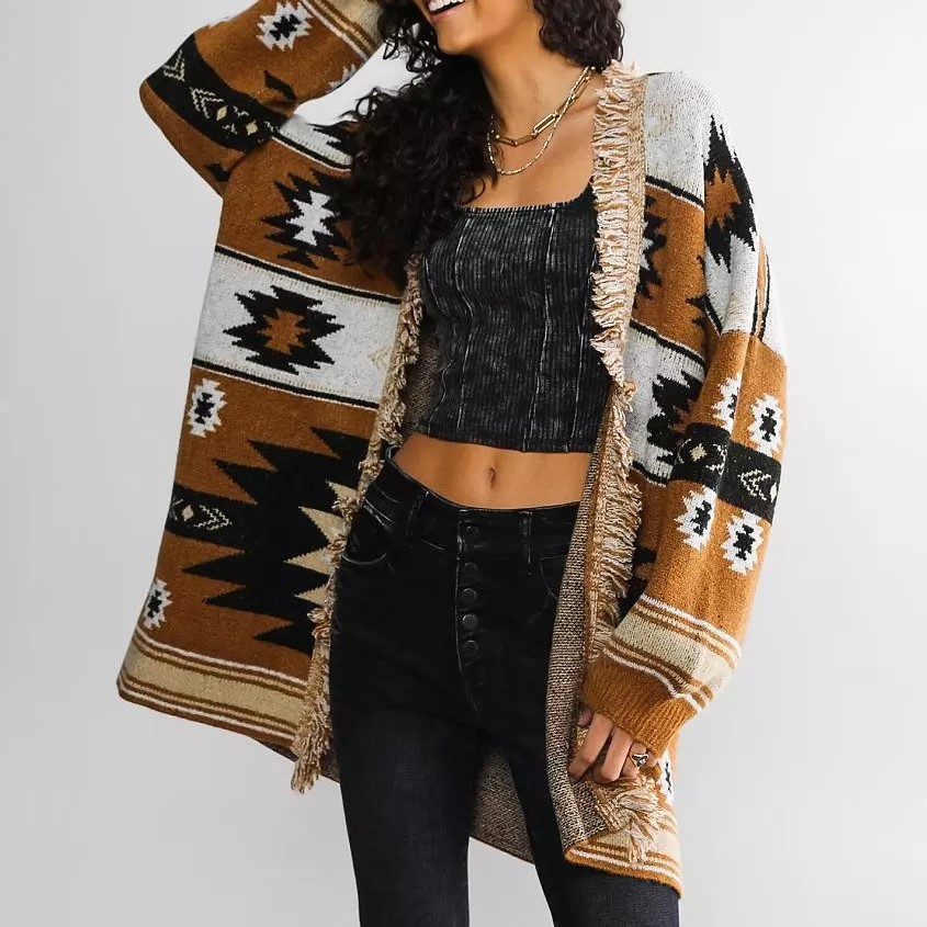 fringe sweater cardigan