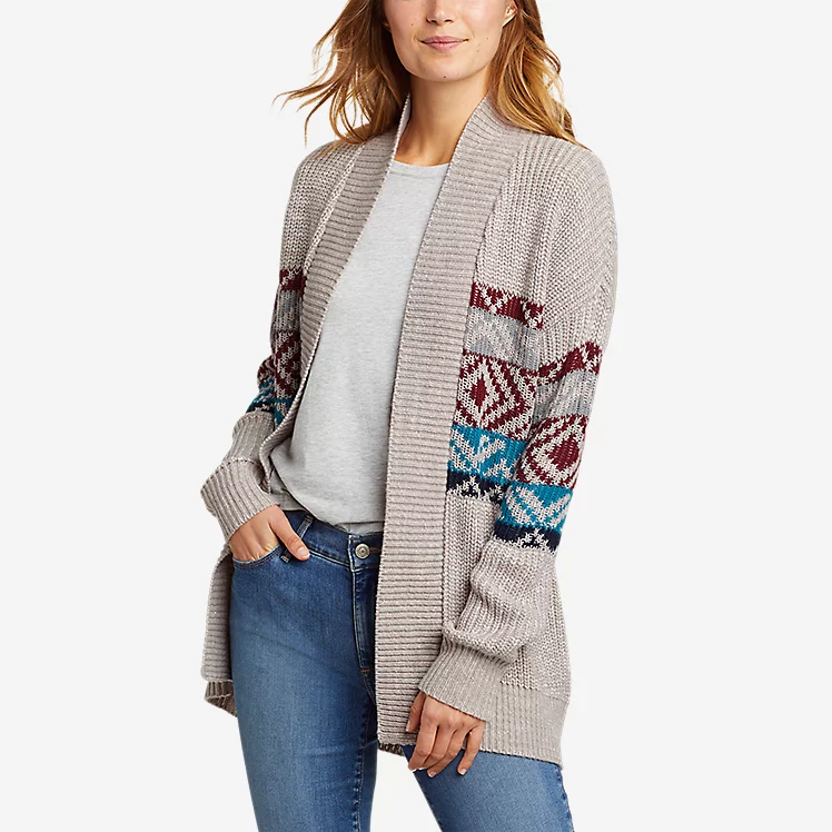 printed cardigan sweater