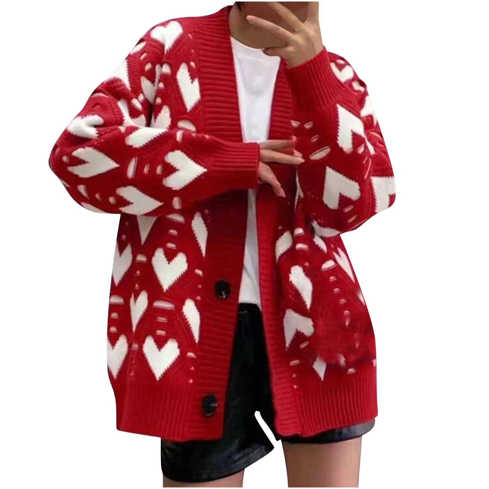 printed cardigan sweater