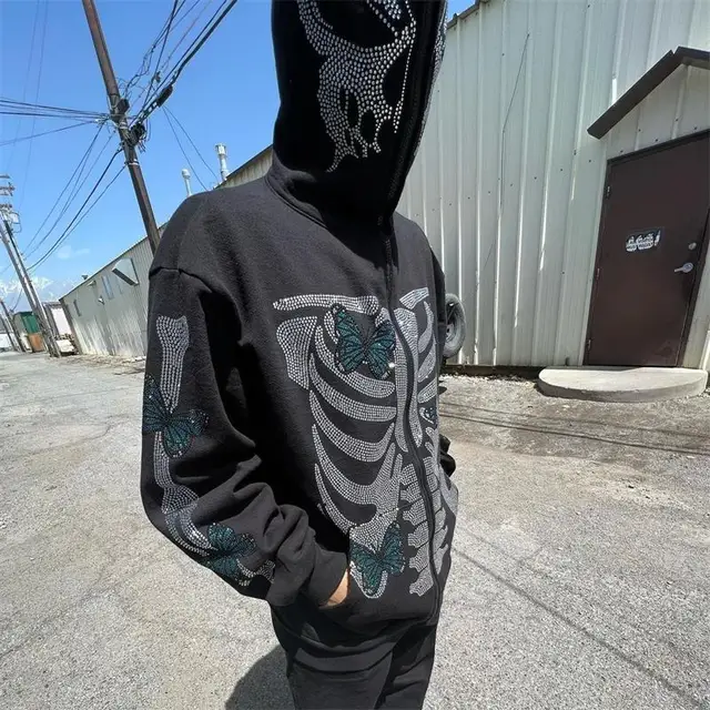 skeleton zip up hoodie