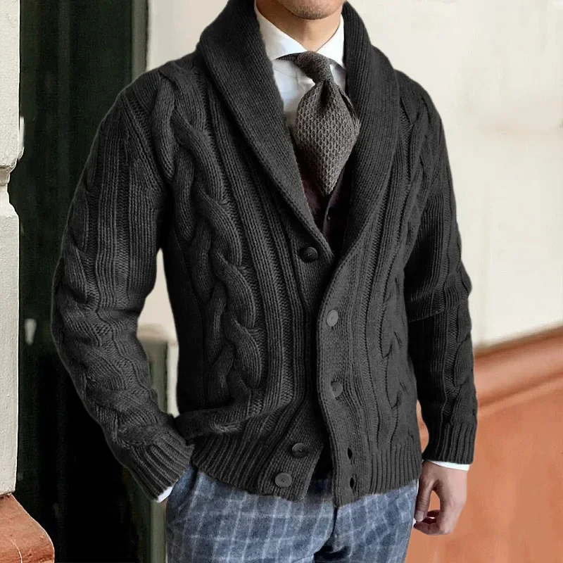 mens cable knit cardigan sweater