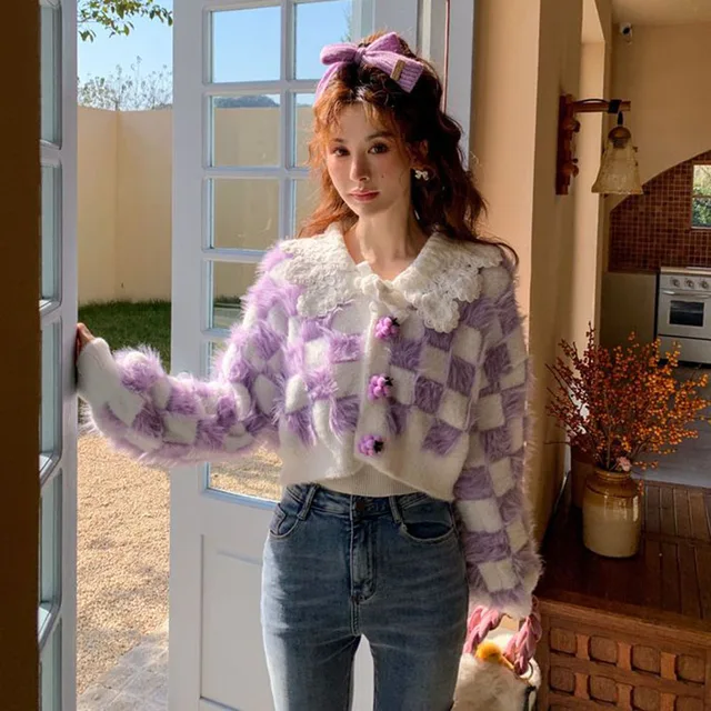 lavender cardigan sweater