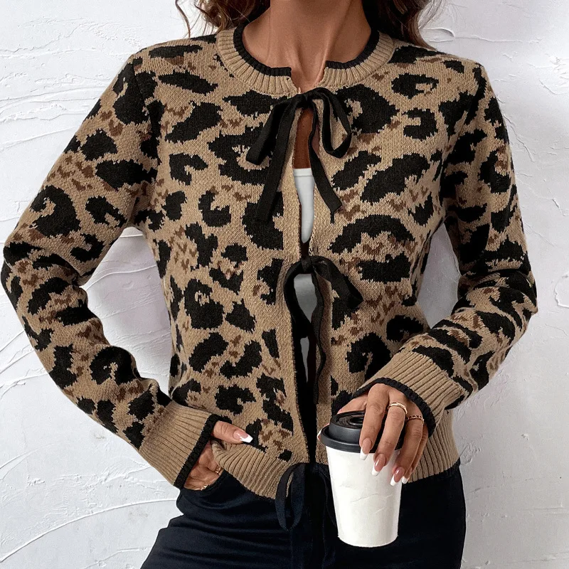 leopard print cardigan sweater