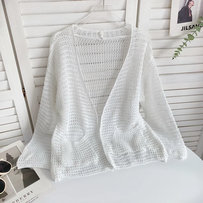 pointelle cardigan sweater
