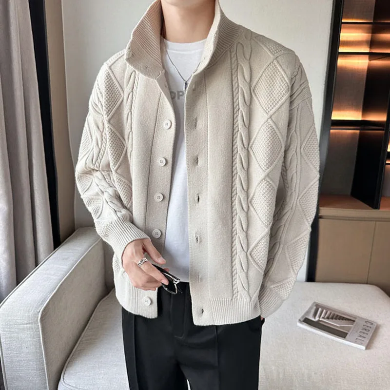 mens cable knit cardigan sweater