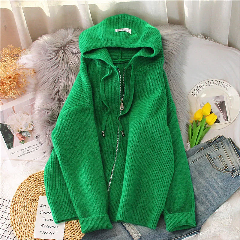 knit zip up hoodie