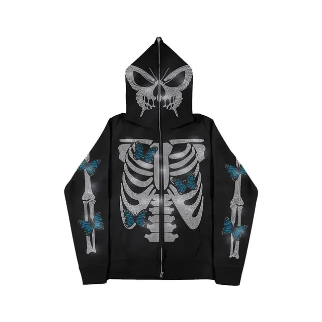 skeleton zip up hoodie