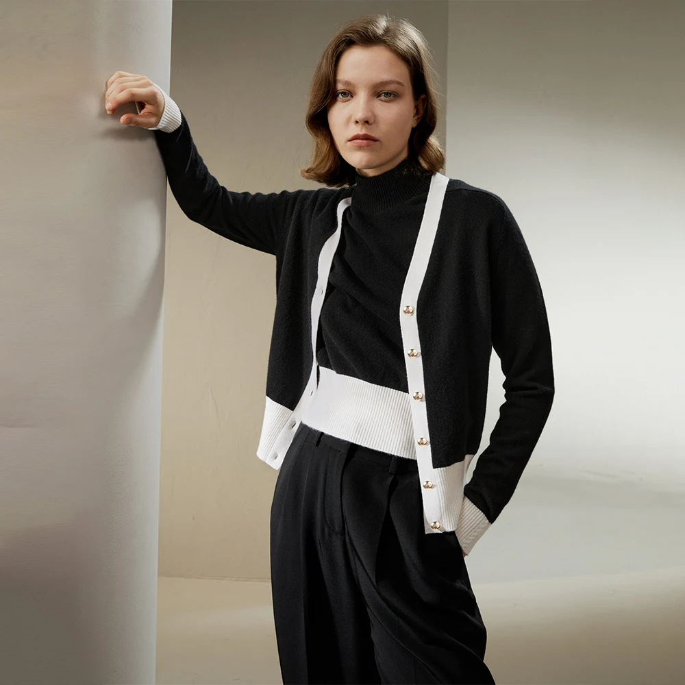 black cashmere cardigan sweater