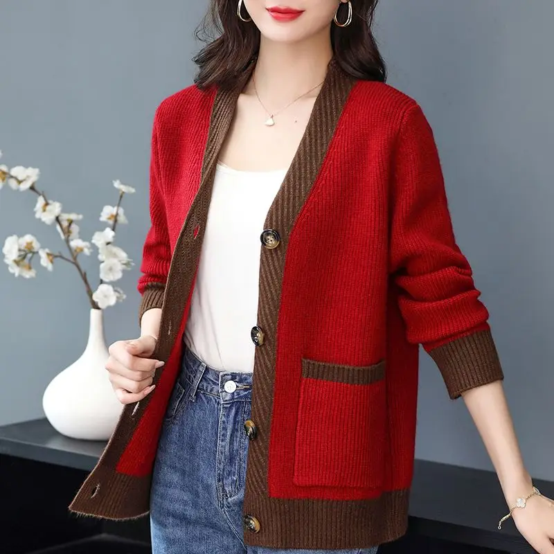 women's red cardigan sweater