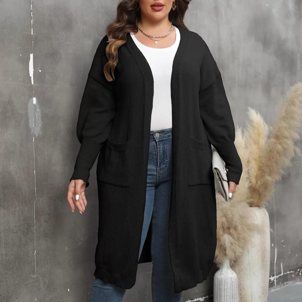 black cardigan sweater with pockets