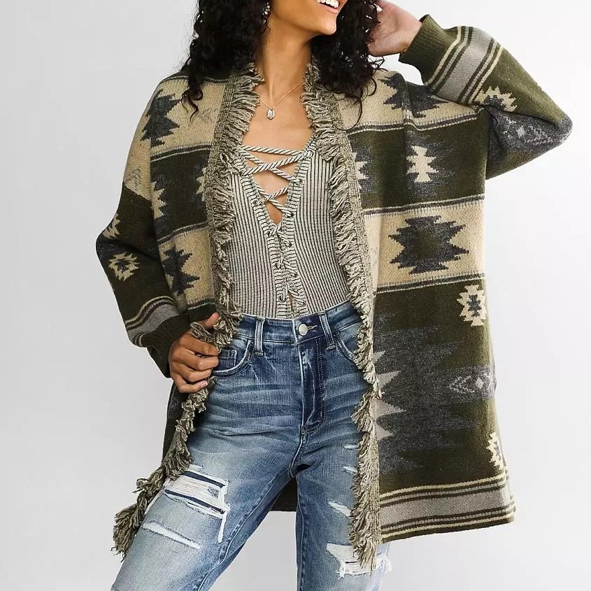 fringe sweater cardigan