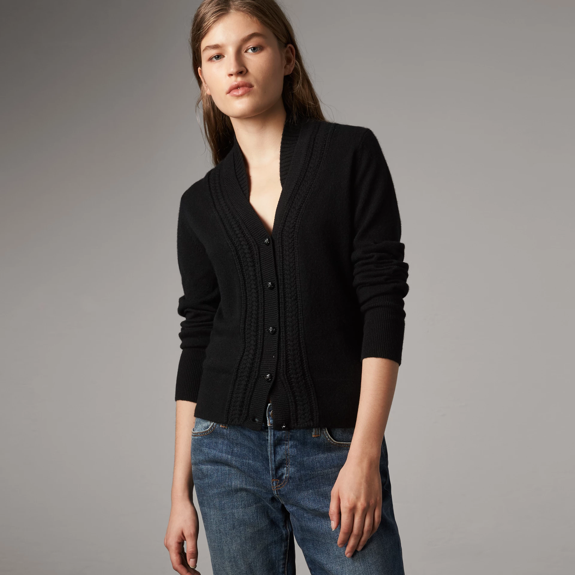 black cashmere cardigan sweater