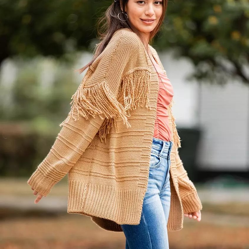 fringe sweater cardigan