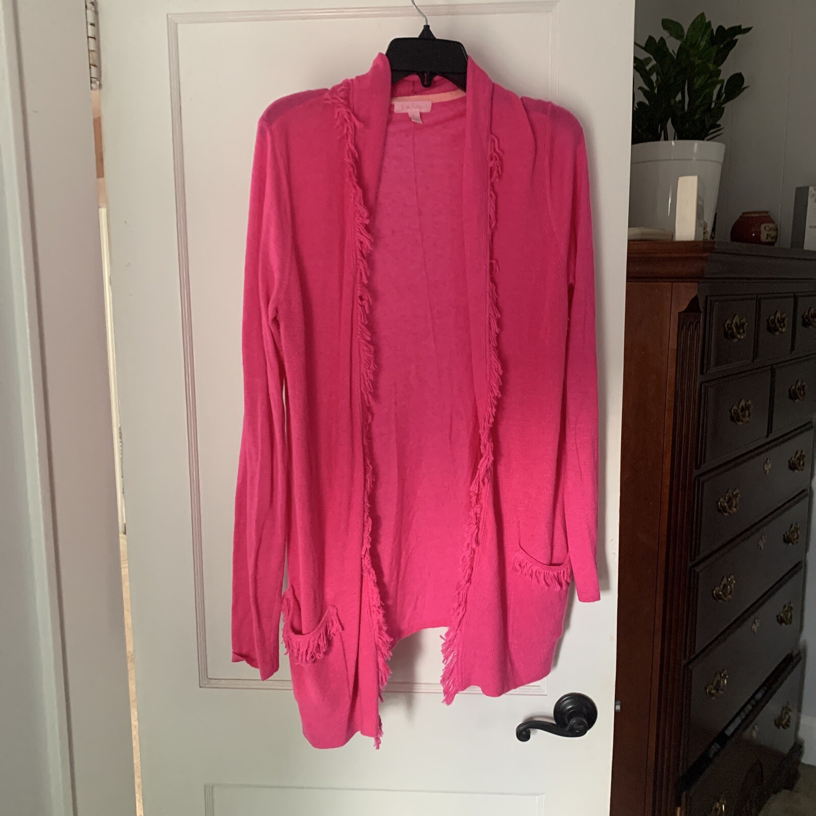 hot pink cardigan sweater