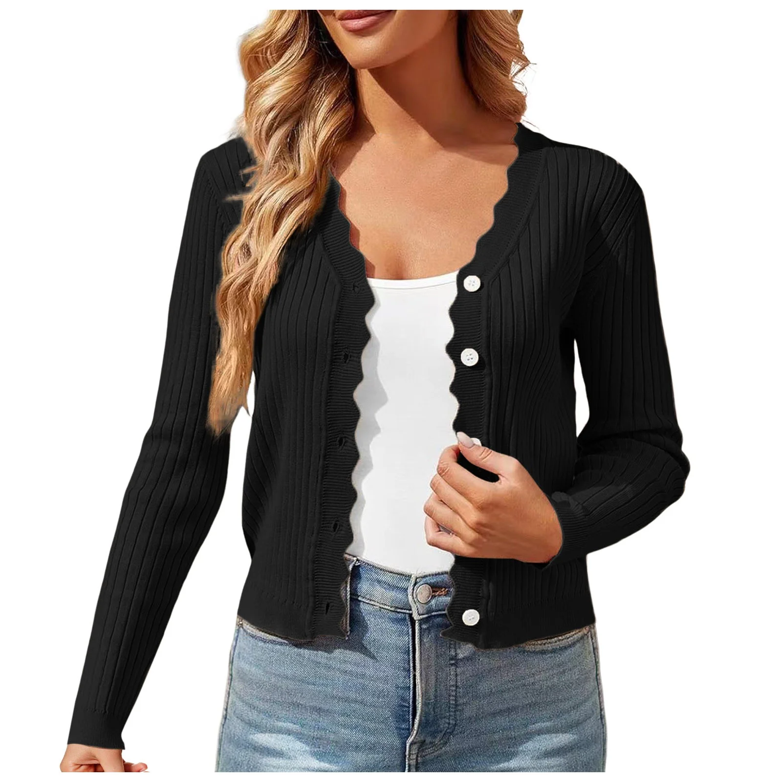 black cardigan sweater woman