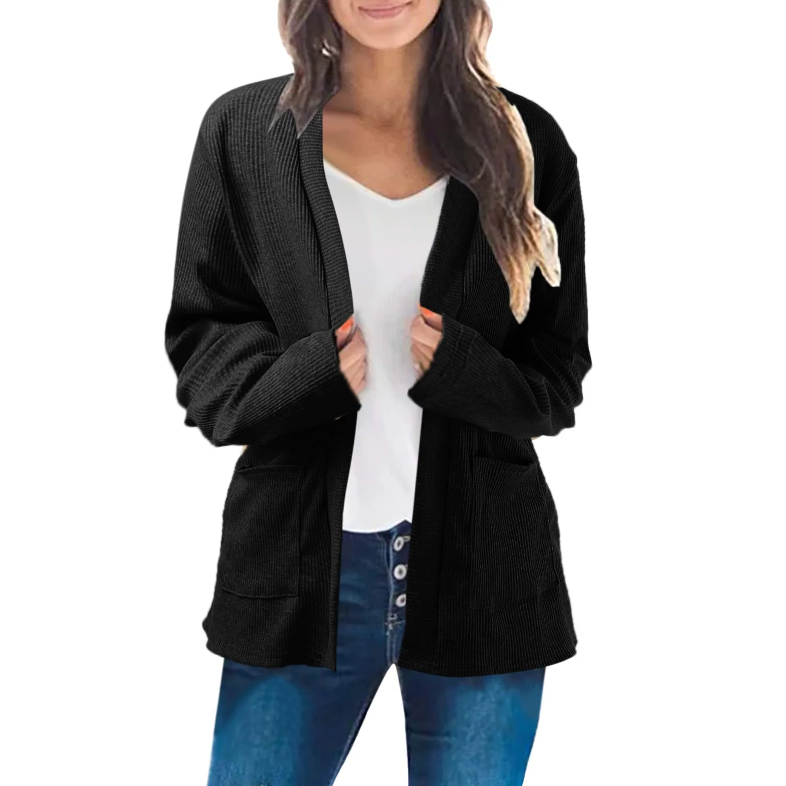 black cardigan sweater woman