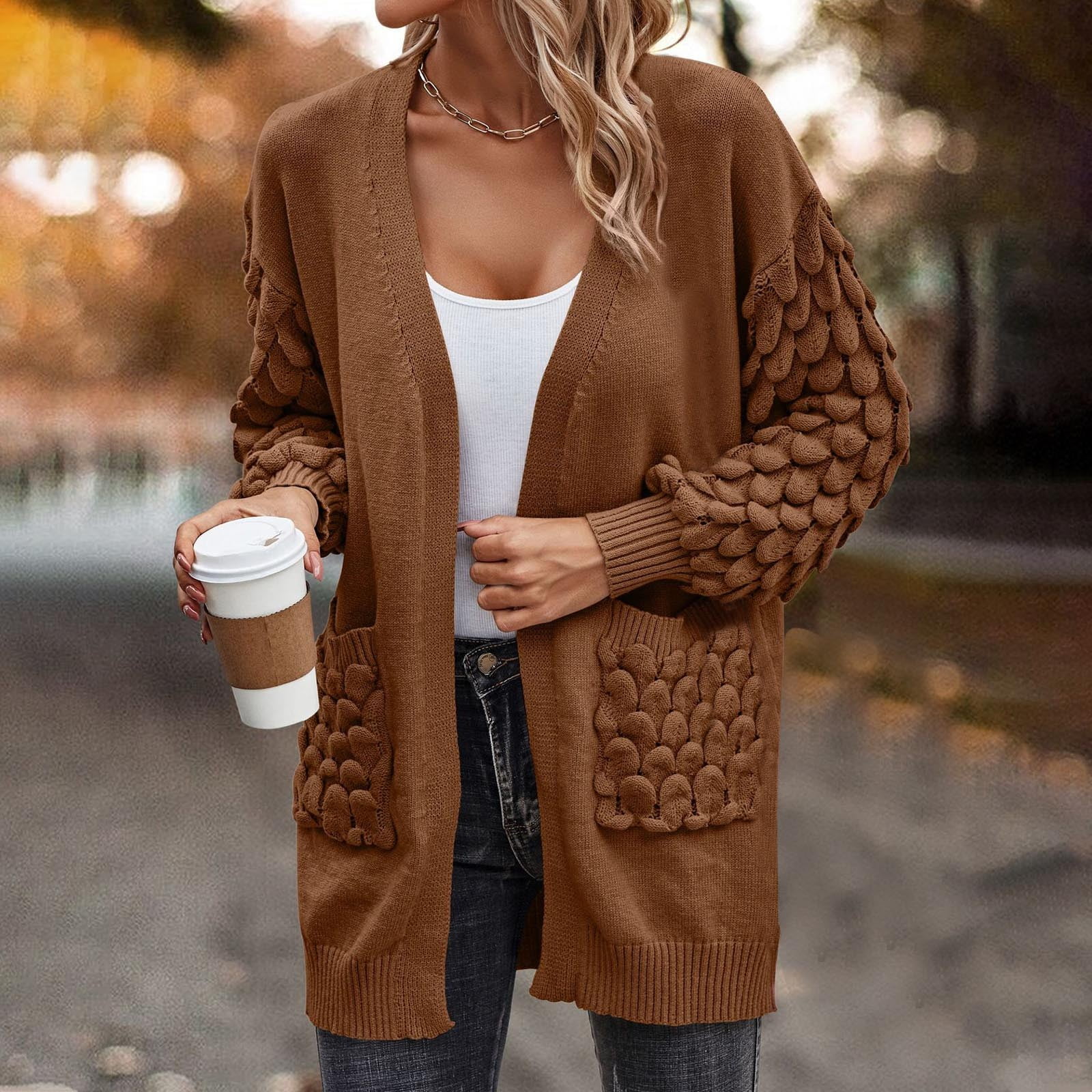 brown sweater cardigan