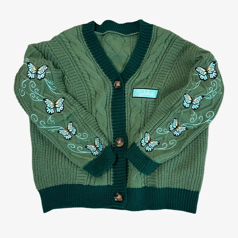 green sweater cardigan