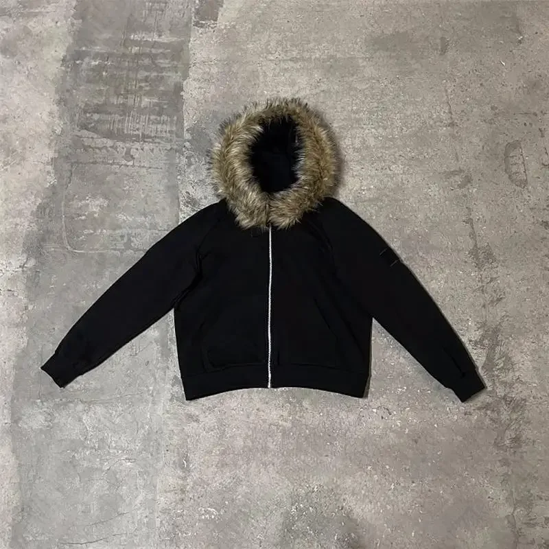 fur hoodie zip up